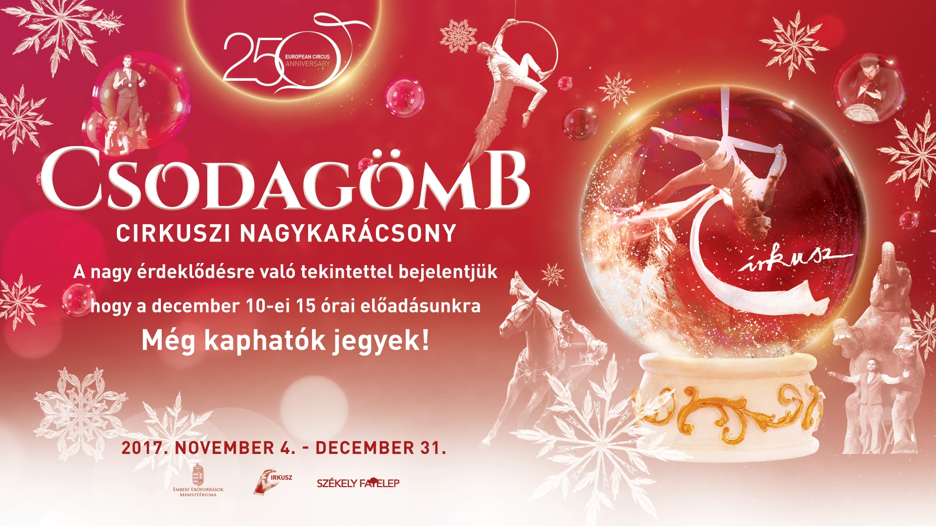 Jegyek kaphatók a december 10-i, vasárnapi, 15 órai előadásra